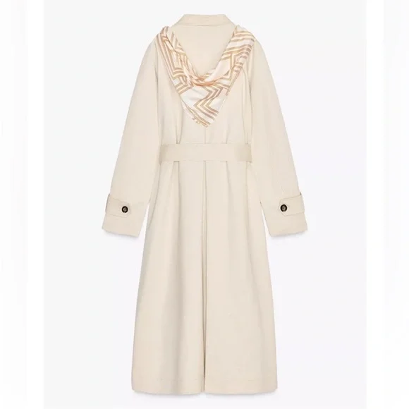 Zara Beige Trench Coat with scarf - Picture 9 of 13